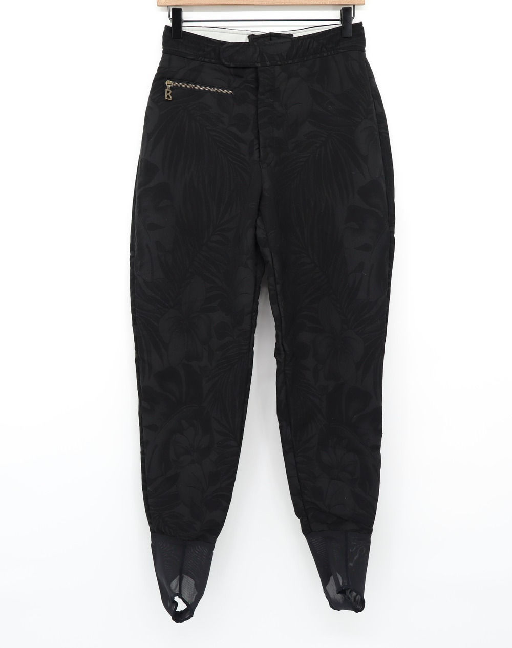Bogner Vintage Women's Black Tonal Hawaiian Tropical Stirrup Ski Pants Sz 10R